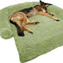 GGIB Calming Dog Bed Fluffy Plush Dog Mat for Furniture Protector with Removable Washable Cover for Large Medium Small Dogs and Cats (Large, Grass Green)