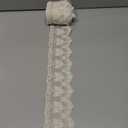 5 Yards White Lace Ribbon, 3.35 Inch Width Cotton Lace Trim Delicate Floral Ribbon Encajes para Costura for Sewing Crafts Bridal Wedding Dress Embellishment Gift Wrapping