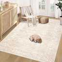 Vintage Moroccan Trellis Area Rug - 3x5 Machine Washable Boho Geometric Farmhouse Rugs Neutral Stain Resistant Non Slip Indoor Carpet for Entrance Bedroom Dining Room Nursery Home Office (3x5, Beige)