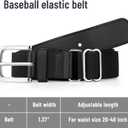 2 x Baseball Socks and Belt Combo Set for Youth Boys Girls Adult, Softball Tball Belt Socks with Elastic Belts (Large, Black)