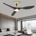 Roomratv Ceiling Fans with Lights and Remote, Ceiling Fan 52 Inch Black Gold Color Quiet DC Motor 3 CCT Memory Modern Large Airflow Noiseless Reversible 6 Speeds 3 Timers Indoor for Living Room (52IN-Downroad Mount)