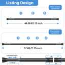 Shower Curtain Rod 45-77 Inch Black Shower Tension Rod Adjustable Curtain Rod No Drilling Tension Curtain Shower Rods for Bathroom Windows