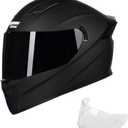 F 700 Black Full Face Motorcycle Helmet, DOT Approved, for Men and Womens Motorbike Helmets (Medium, Carbon fiber pattern)