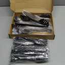 19 Pieces Serving Flatware Set Including Stainless Steel Spatulas, Forks, Spoons, Perforated, Soup, Skimmers Spoon, Buffet Tongs, Heavy Duty Serving Tongs for Home(Black)
