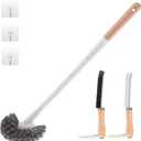 SAYAPE Curved Toilet Bowl Brush and Crevice Cleaning Brushes Set, Bathroom Cleaning Scrub Brush with Long Handle, Toilet Scrubber Brush with Small Gap Brushes Kit for Household Deep Cleaning (3 PCS)