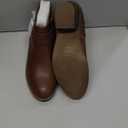 mysoft Women's Ankle Boots Low Chunky Stacked Heel Comfortable Round Toe booties with Side Zipper Shoes (6, Brown Pu)