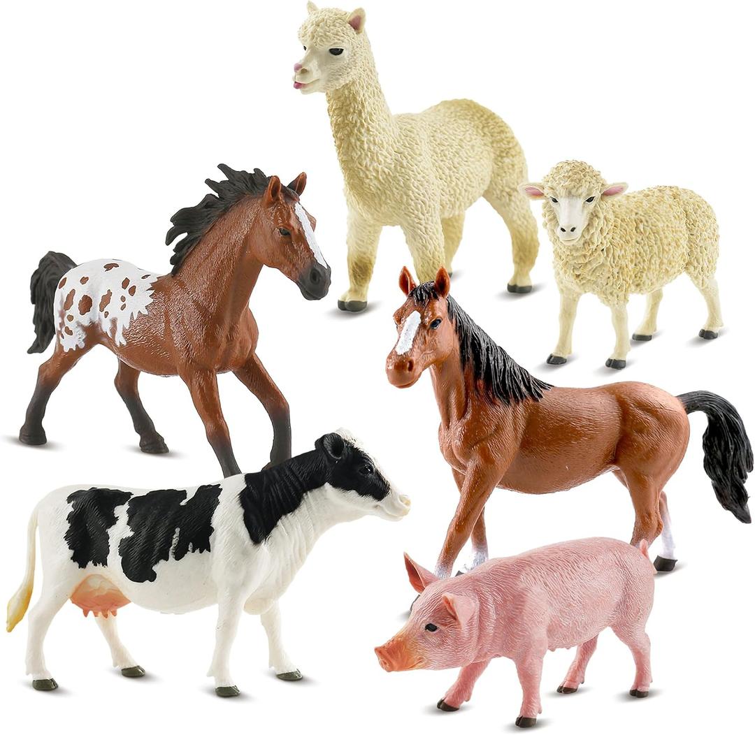 6PCS Farm Animal Toys for Kids 3-5 Realistic Plastic Farm Animal Figurines Educational Learning Toy for Toddlers Boys Girls Kids Farm Toys