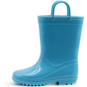 EUXTERPA Boys Girls Waterproof Rain Boots Kids Toddler Solid Color Boots with Easy On Handles