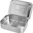 LunchBots Small Snack Packer Bento Box - Extra Small Divided Stainless Steel Snack Container - 2 Compartments for Fruits, Vegetables and Finger Foods - Dishwasher Safe  Stainless Lid