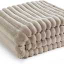 Bedsure Beige Throw Blanket for Couch - GentleSoft Cozy Soft Blankets for Women, Cute Small Fleece Throws for Girls, Linen, 50x60 Inches (Throw (50" x 60"))
