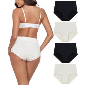 ANLIQI Women Underwear Cotton High Waist Tummy Control Panties Full Coverage Briefs Soft Stretch Ladies Breathable Underpants (XL)