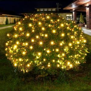 Led Christmas Net Lights Outdoor Christmas Lights WarmWhite 160LED 5ftx7ft, Waterproof Outdoor Indoor Fairy Mesh Net Light for Xmas Party, Yard, Patio, Trees, Shrubs, Bushes Decorations