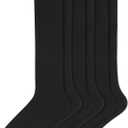 HUE Womens Flat Knit Knee High Cotton Boot Causal Dress Long Calf Socks (One Size, Black)