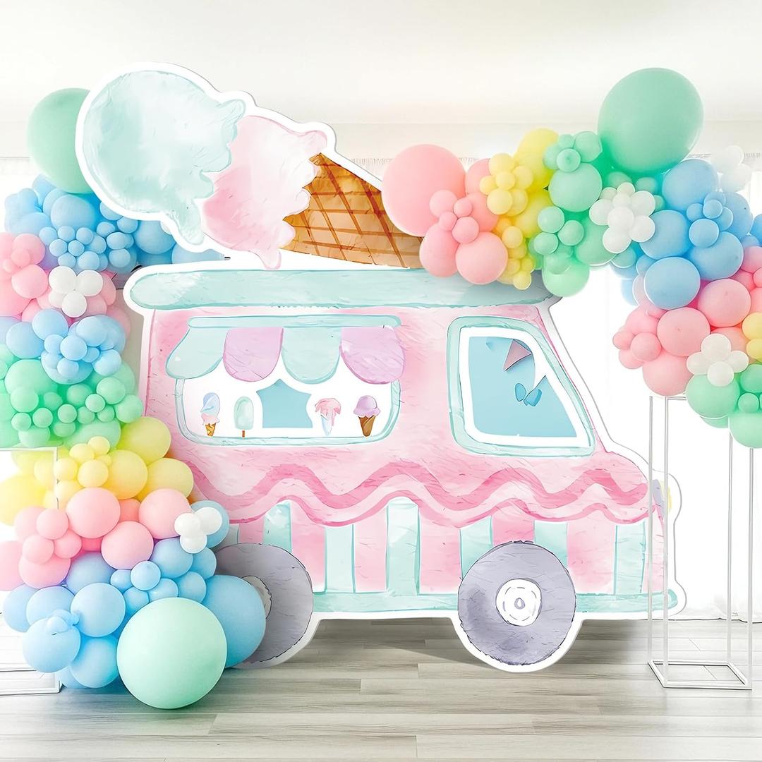 Colingmill 3 ft Ice Cream Truck Party Cardboard Cutouts Birthday Cardboard Cutouts Decor for Summer Boy Girl Birthday Baby Shower Party Supplies