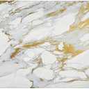 Home Dynamix Cozy Living Modern Marble Runner Anti-Fatigue Kitchen Mat, Non-Slip Floor Mat, Padded Standing Desk Mat, Gold/White, 17.5"x55"