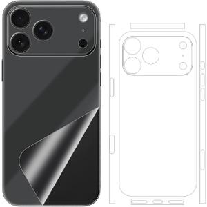2 Pack for iPhone 17 Pro Max Skin Wrap Using 3M Transparent Matte Carbon Fiber Sparkle Phone Sticker Film Vinyl Decal Glass Protector for Back Side (Transparency HD Clear)