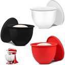 Mixaid Silicone Liners for Kitchenaid 5 Quart Stand Mixer, 3 Liners with Lids, Replacement Mixers Bowls