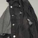 EVALESS Womens Boyfriend Washed Crop Denim Jean Jacket Coat L