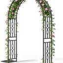 Metal Garden Arch, Heavy Duty Garden Trellis for Climbing Plants, with Enlarged Base for Stability, Ideal for Wedding Arches & Party Decorations, 55" W x 87" H