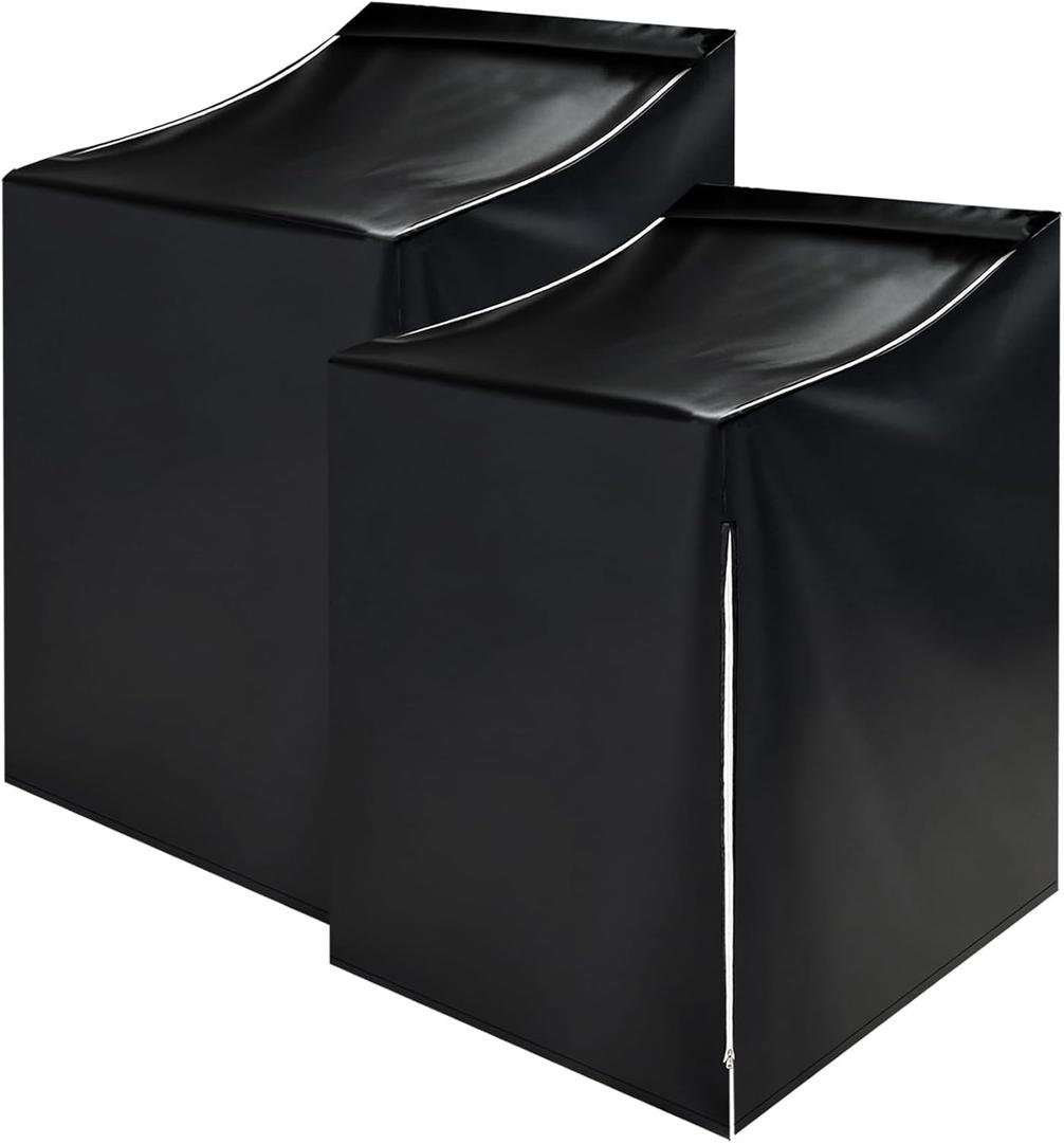 2 Pack Washer and Dryer Covers, 420D Oxford Washing Machine Cover in Black, Zipper Design Universal Fit for Most Top Load and Front Load Machines for Dustproof and Waterproof