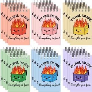 Resurhang 24 Pcs Dumpster Fire Mini Notepads Funny Dumpster Fire Notebook Small Spiral Journals Pocket Notebook Employee Appreciation Gifts for Office Coworkers Nurses Teachers