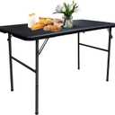 Gocamptoo Folding Table,4ft Indoor Outdoor Heavy Duty Portable Folding Square Plastic Dining Table w/Handle (Black)