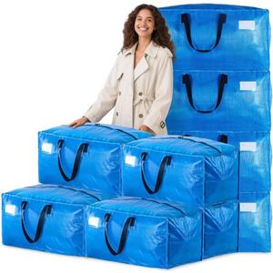 Moving Bags Heavy Duty,Extra Large Moving Bags for Travel/College Packing/Storage/Organization/Seasonal Clothes & Bedding Storage,Moving Supplies Bins,Compatible with Ikea Frakta Cart (Blue,10 Pack)