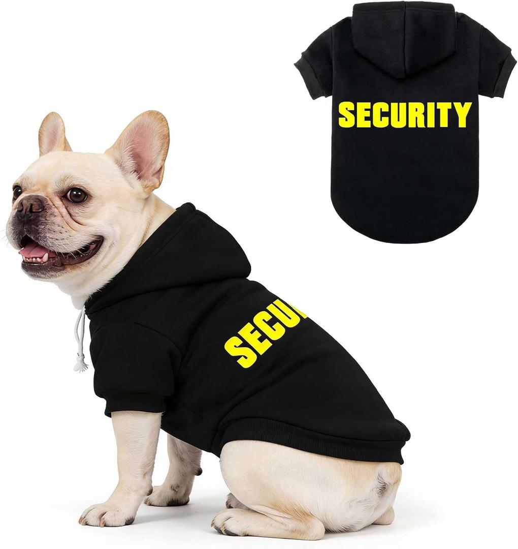 EXPAWLORER Security Dog Hoodie Puppy Sweater - Dog Sweatshirt Soft Fleece Lined Pet Clothes, Cold Weather Hooded Jacket Coat Keep Warm for Small Medium Large Dogs Cat, X-Small (Black)