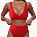 Hilinker Women's Leopard Bikini Swimsuits V Neck High Waisted 2 Piece Bathing Suits, Medium