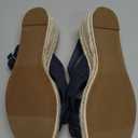 Coutgo Women's Espadrille Wedge Sandals Open Toe Slingback Platform Bowknot Casual Shoes, Navy blue, Size 8.5