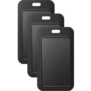 7 x Youze 3 Pack Black Vertical Hard Plastic ID Card Holder Clear Window Slim Card Protector for Office School Daily Use