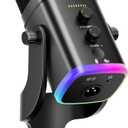Facmogu XLR/USB Dynamic Microphone for Streaming Podcasting, YU8 RGB Light Gaming Streaming Mic with Desktop Stand, Gain Knob, Mute Button, Headphone Jack, PC Gamer Mic w/Echo Control for PS4/PS5