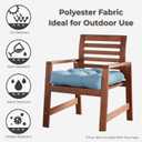 20x20 Square Tufted Outdoor Seat Cushion, Reversible Patio Chair Cushion with Ties, Durable Polyester Fabric, Eco-Friendly Recycled Fill, Weather-Resistant – Denim, Single