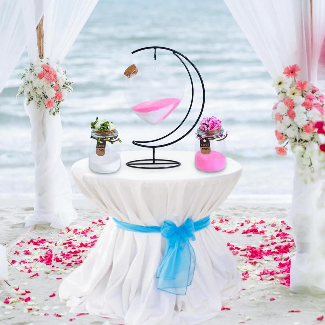 Mqiielle Wedding Unity Sand Ceremony Kit Include Moon Stand Love Bottle Cork 2 Ceremonial Vases with Flower Garlands Wedding Sand for Weddings Bridal Parties Valentine's Day