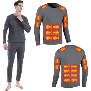 26-Zone Heated top and 16-Zone Heated Pants heated underwear for women men,Suitable winter skiing motorcycles  (Gray, XL)