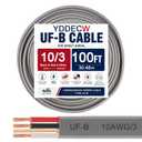 10/3 UF-B Wire - 100FT 100% Pure Copper 10AWG 3 Connector Direct Burial Electrical Cable 10 Gauge for Underground Feeder Wet or Corrosive Locations Indoor & Outdoor etc