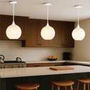 Solus 16" Modern Contemporary Globe Pendant Light, Adjustable Hanging Light Fixture, White Shade, White Finish