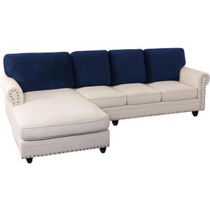 PrinceDeco Sectional Couch Covers Velvet Cushion Covers for Sectional Couch Washable Cushion Covers for Sectional Sofa Pet Friendly Sectional Sofa Slipcovers(1 Chaise Back+ 3 Sofa Back,Taupe)