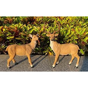 XTAPAN Resin Standing Deer Statue Couple Deer Sculpture Animals Deer Figurine Home Office Restaurant Decoration Garden Art Yard Ornament Lawn Outdoor Patio Decor Christmas 21# Standing Couple Deer