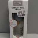 BIBS Baby Glass Bottle, Anti-Colic, Round Natural Rubber Latex Nipple, Supports Natural Breastfeeding, Complete Set - 110 ml, Cloud