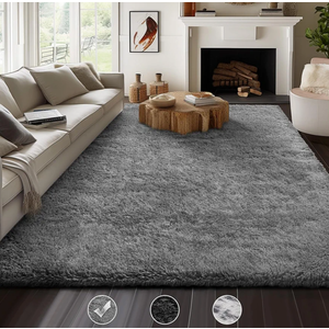 Ophanie Upgrade 8x10 Rugs for Living Room, Grey, Fluffy Shaggy Soft Area Rug, Gray Non-Slip Indoor Floor Carpet for Bedroom, Kids Baby Boys Teen Dorm Home Decor Aesthetic, Nursery