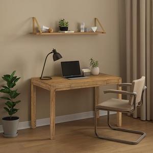 NTC Flow Modern Wooden Rectangle Desk Table with Hidden Drawer – Waterproof & Heat Resistant - Teak Look