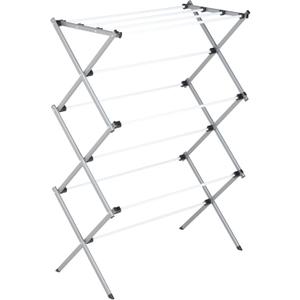 Honey-Can-Do Deluxe Metal Collapsible Clothes Drying Rack, 50 lbs, 29" x 14.2" x 42.1", White & Grey
