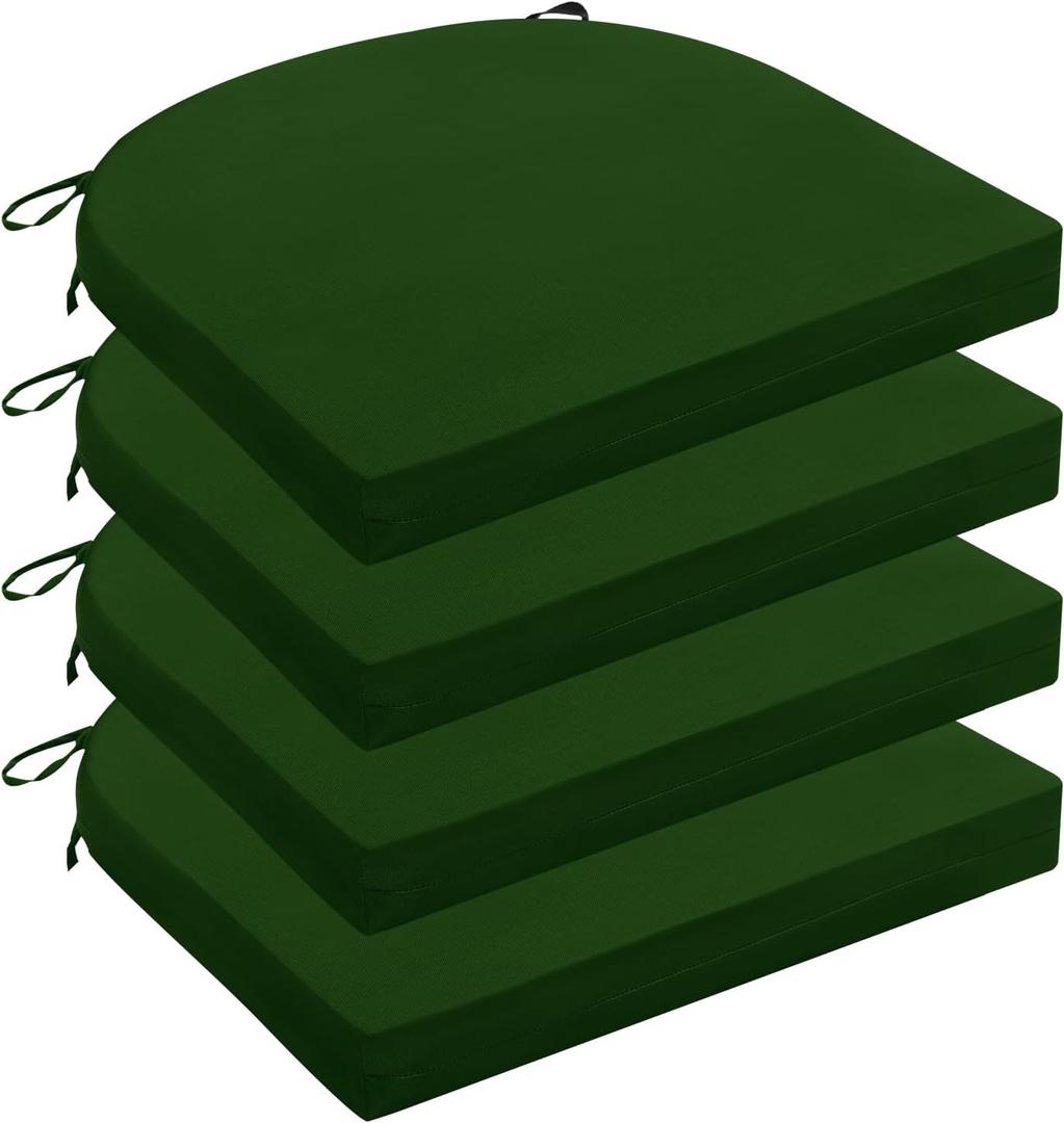Outdoor Chair Cushions for Patio Furniture - Patio Chair Cushions Set of 4 - Water Resistant Round Corner Outdoor Seat Cushions 17"X16"X2", Forest Green