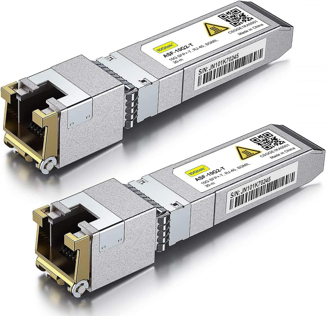10Gtek ././/- +   CAT.6a Copper Transceiver, Auto-Negotiation SFP+ Ethernet Module, up to 30-Meter, for Cisco SFP-10G-T-X, Ubiquiti UniFi, Netgear, Pack of 2
