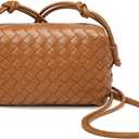 Small Woven Leather Crossbody Bag, Mini Crossbodybag for women,Vegan Leather Purse Clutch Shoulderbag Handbag