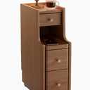 Narrow Nightstand for Small Spaces,Solid Wood Night Stand with Drawers Side Table Bedside Table,Easy Assembly for Bedroom(20x40x60cm, Walnut)