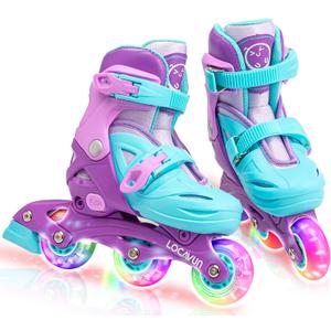 Adjustable Light up Inline Skates for Kids, Hard Shell Fitness Skates for Girls and Boys (Purple, Small - (US 9C-12C))