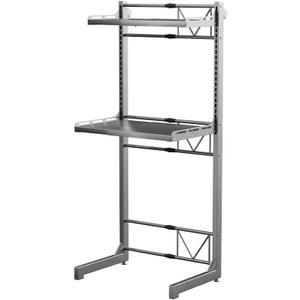 Carbon Steel Over Washer and Dryer Shelf, 2 Tier Bulkhead Laundry Room Storage and Organization Riser, Above Toilet Rack, (14.17“-25.59”) W*15.75 “D*63.39 ”H, Gray, Two layers