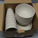 18pcs Wheat Straw Dinnerware Sets HXYPN Unbreakable Reusable Dinnerware Set Kitchen Cups Plates and Bowls Sets Dishwasher Microwave Safe Plates